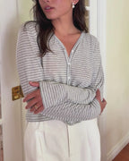 Casita Cardigan | Charcoal Stripe