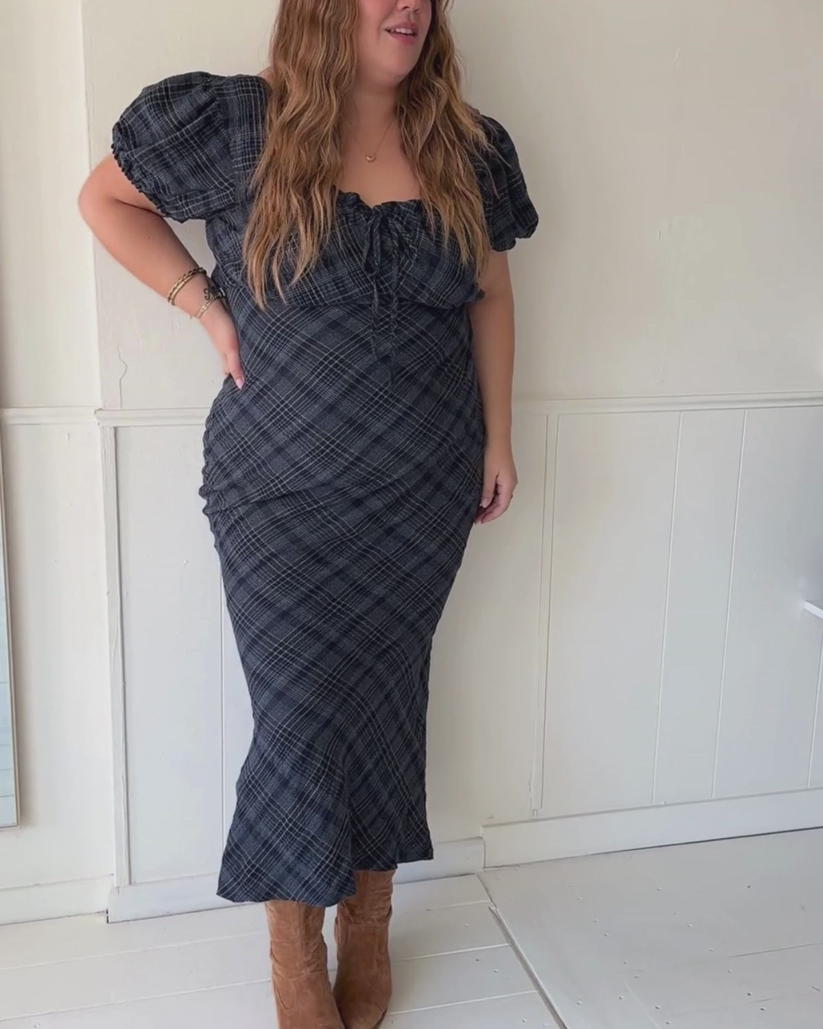 Romee Bias Dress | Nocturne Plaid