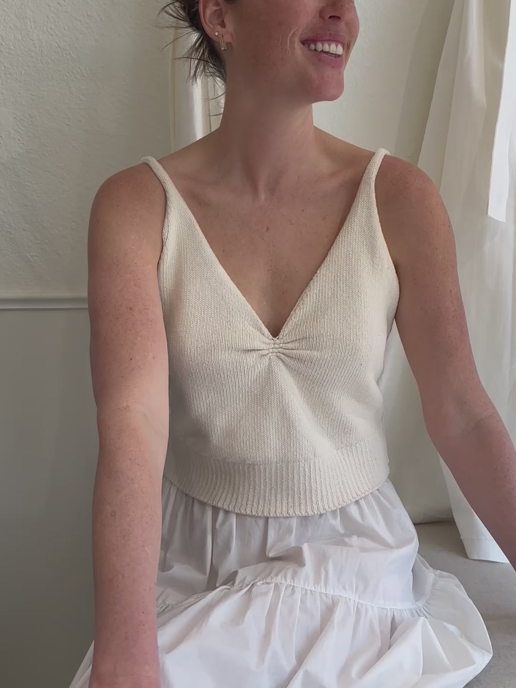 cream knit tank top
