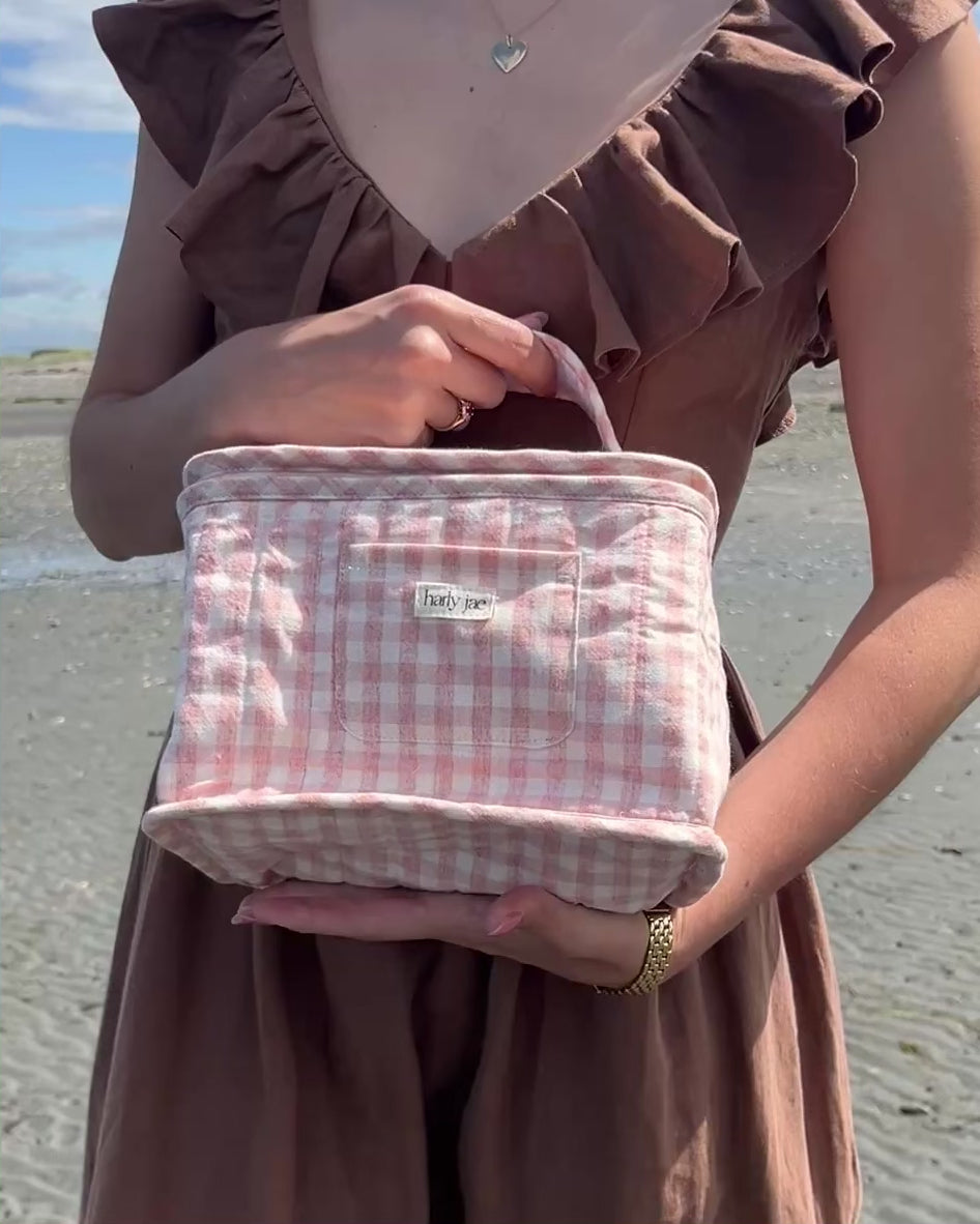 Vanity Bag | Pink/Ivory Plaid