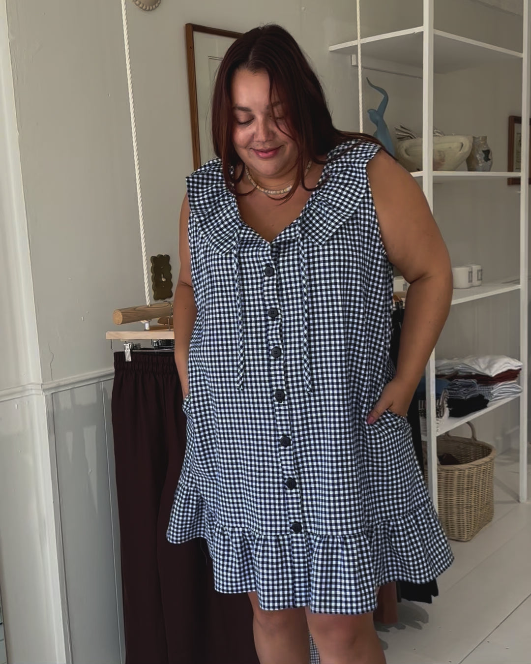 Last Chance | Estelle Dress | Navy Gingham | 2X/3X