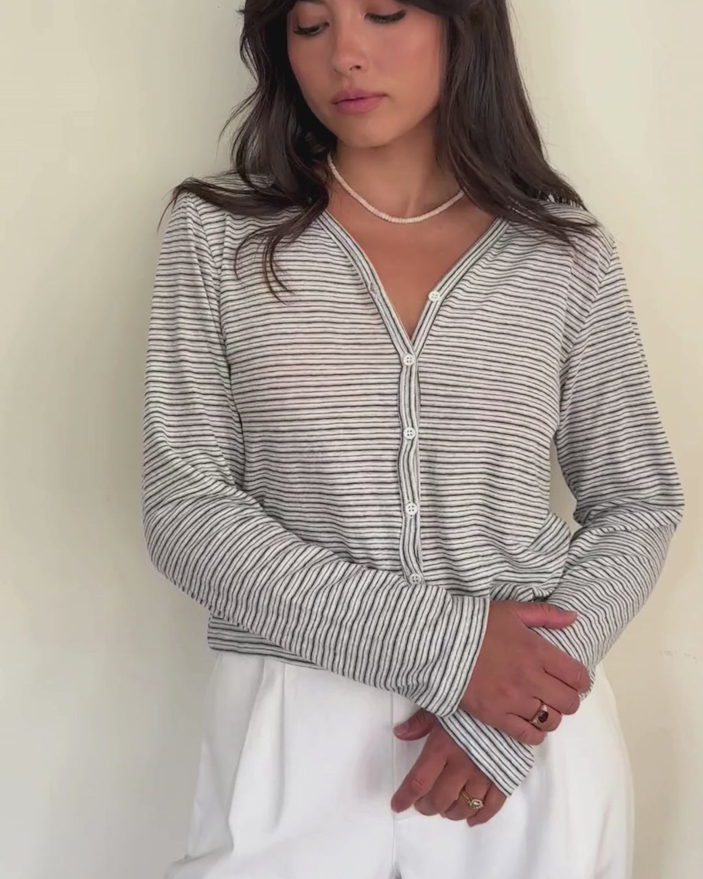 Casita Cardigan | Charcoal Stripe