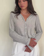 Casita Cardigan | Charcoal Stripe