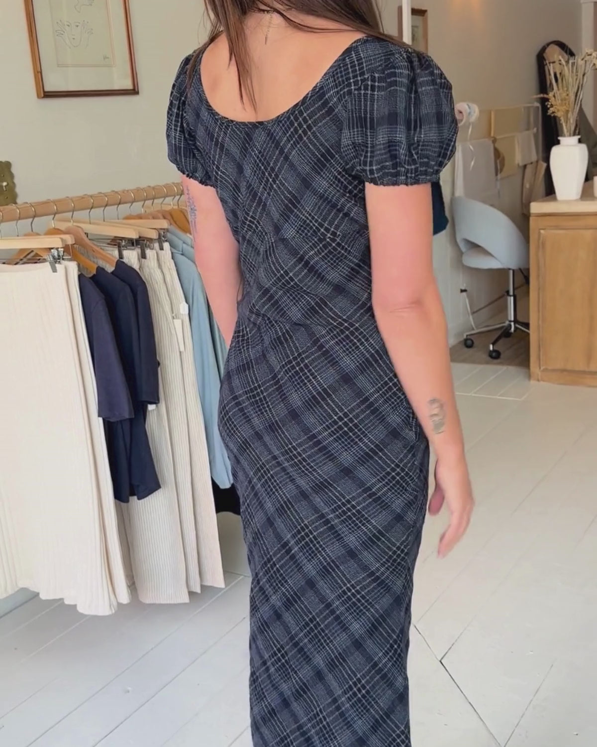 Romee Bias Dress | Nocturne Plaid