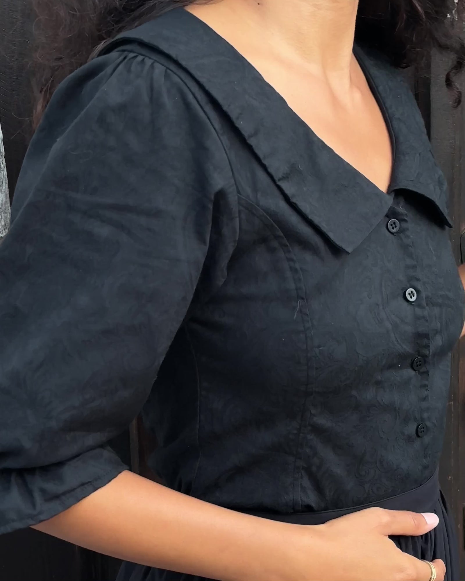 Ines Blouse | Noir Jacquard