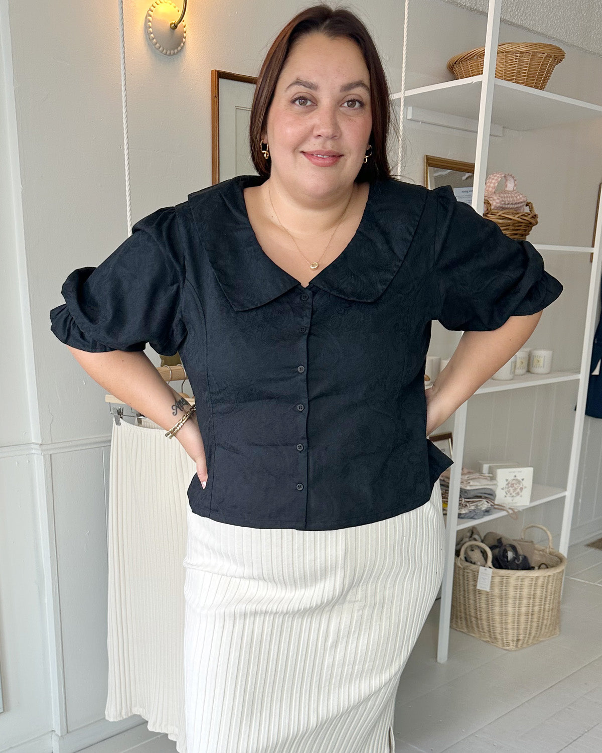 Last Chance | Ines Blouse | Noir Jacquard | 1X