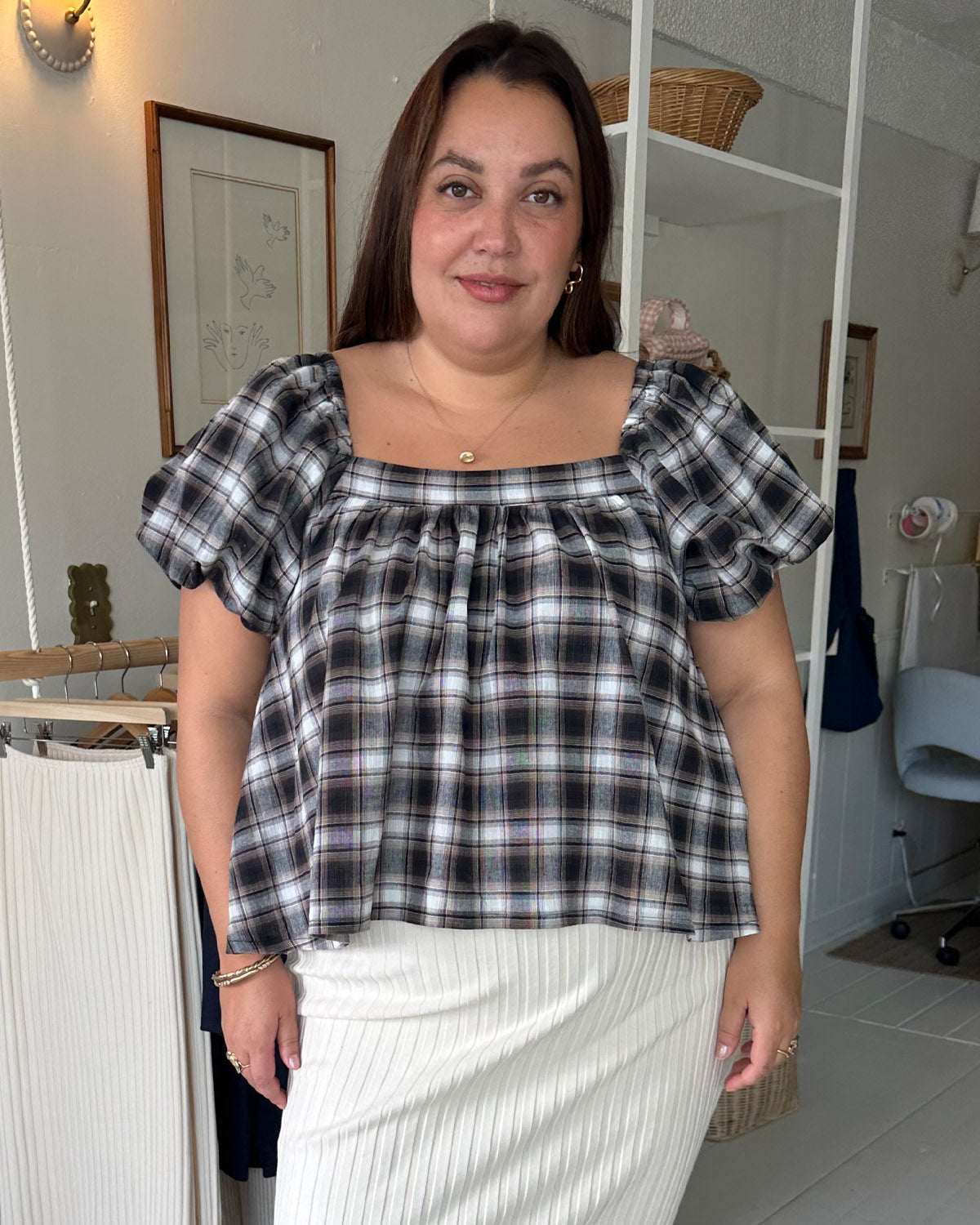 Sample | Nuage Blouse | Tavern Plaid | 2X/3X