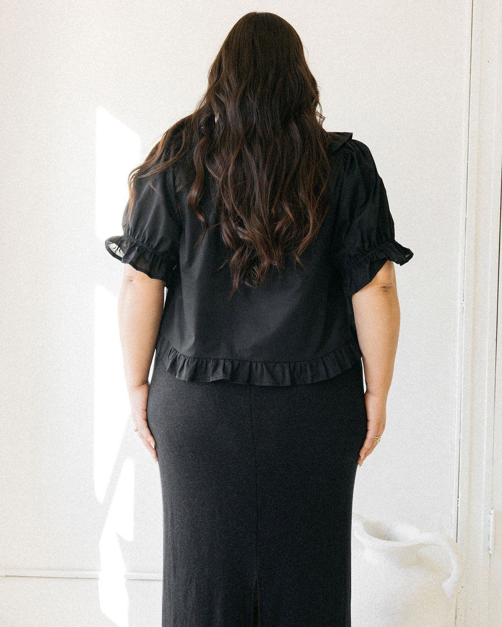 delicate, short-sleeve girly blouse with frills