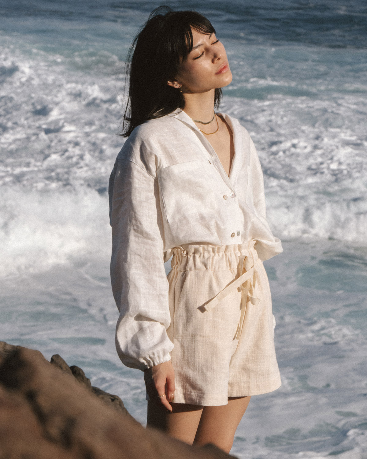 drawstring shorts with pockets, made from 100% hemp