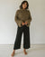 bark coloured cowl neck knit sweater made from cotton, has wide sleeves