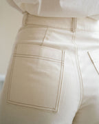 high-waisted wide leg pants in a creamy white