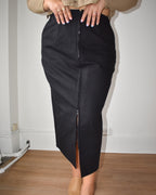 black skirt with zipper front