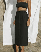 black skirt with zipper front